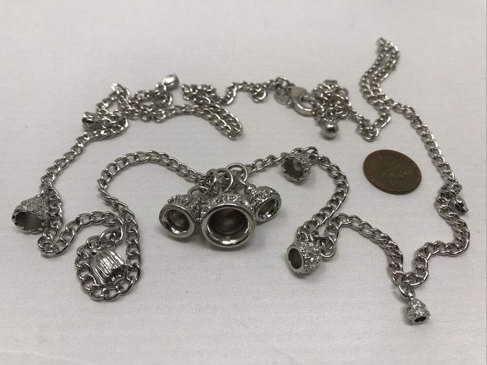 CHICO'S Necklace Clear Crystal Rhinestone Half Sphere Pendant Pendants SPARKLE